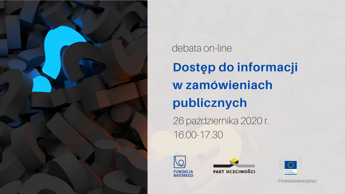 Zapraszamy! Dostęp do informacji w zamówieniach publicznych – debata on-line