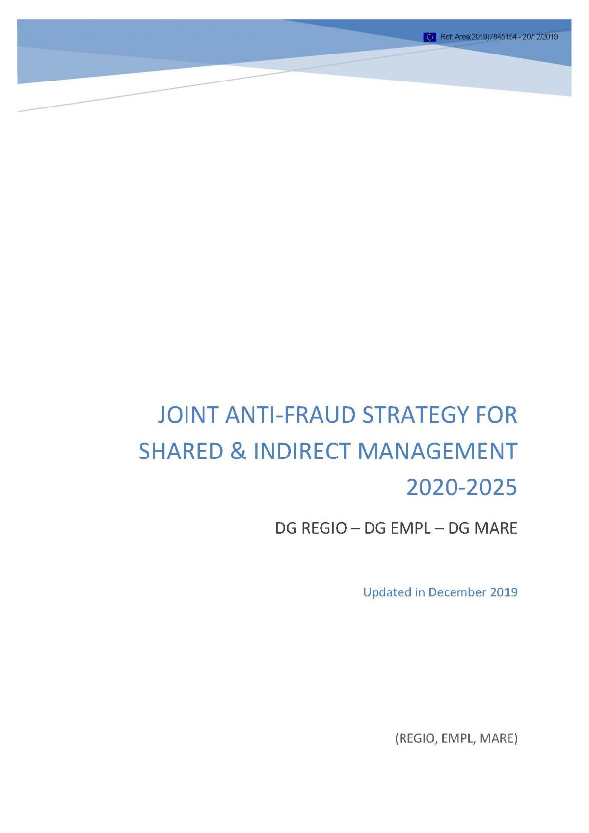 Joint anti-fraud strategy for shared & indirect management 2020-2025